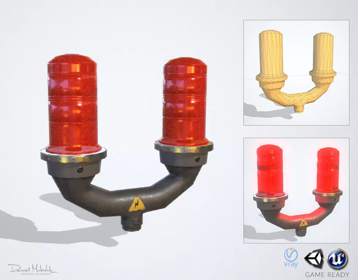 Aviation Obstruction Light Low-poly 3D model_0