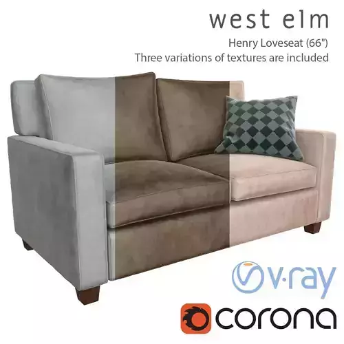 sofa Henry Loveseat West Elm 3D model