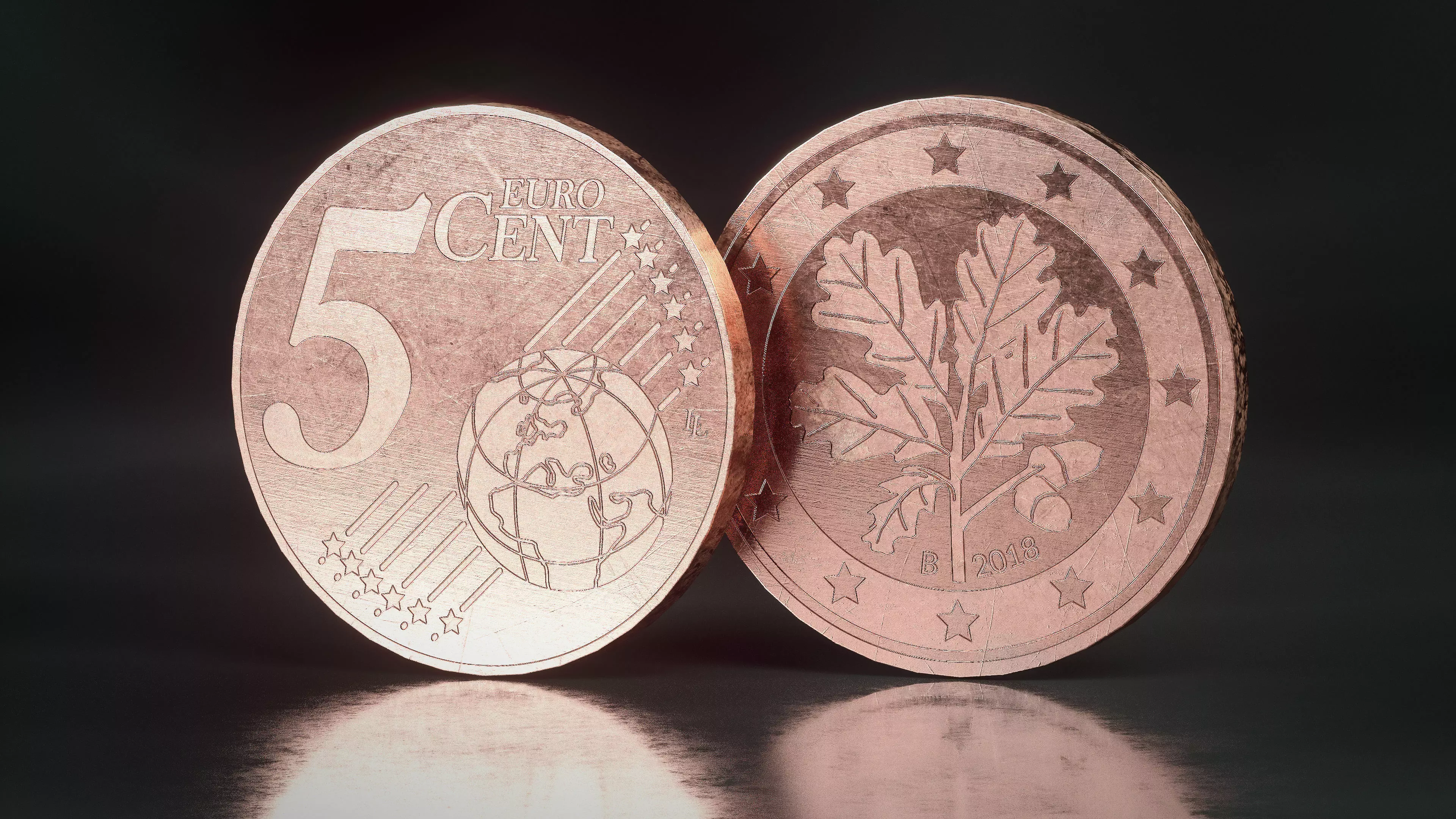 Realistic 5 Cent - Euro - Low poly 3D model Low-poly 3D model_0