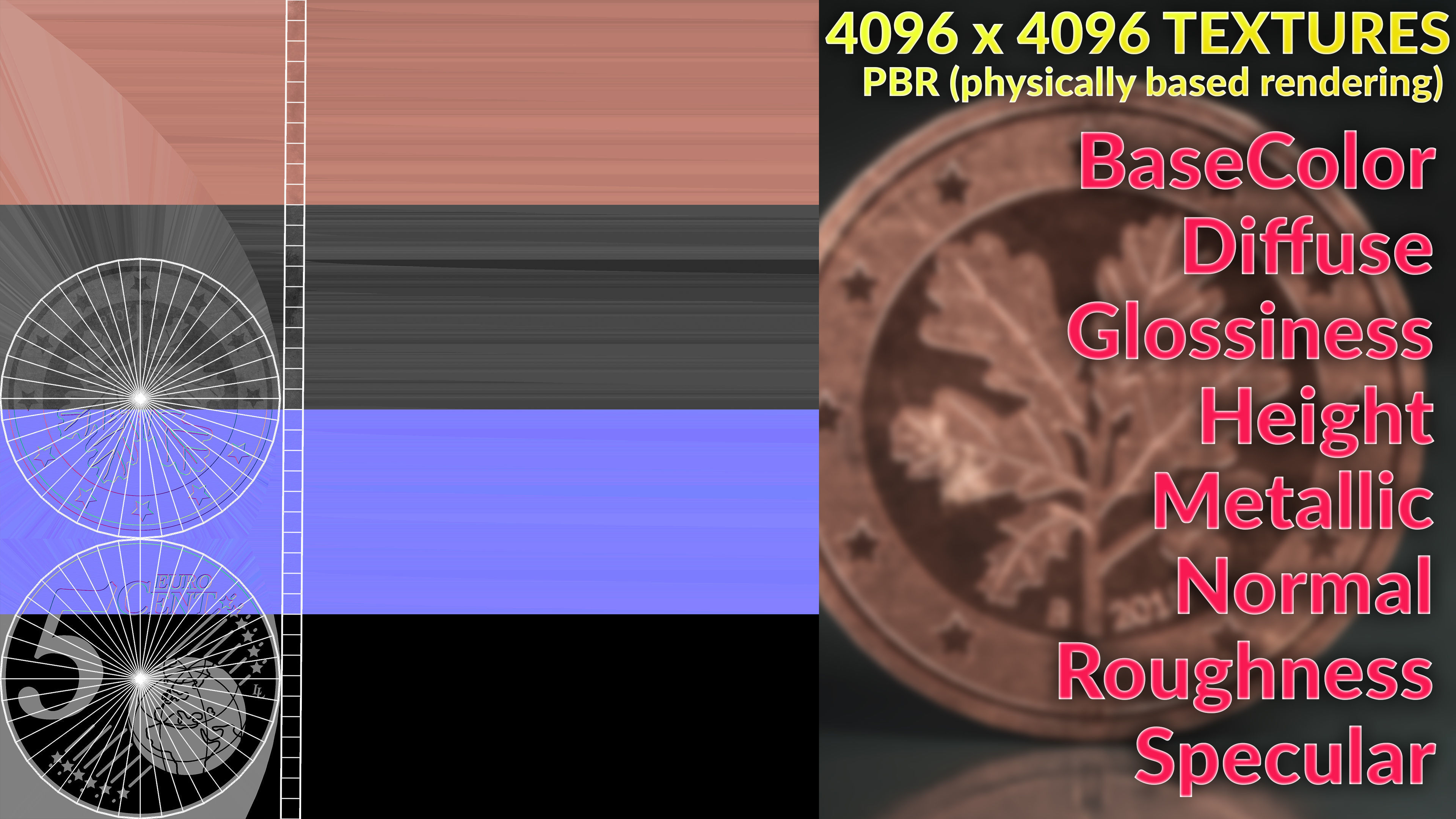 Realistic 5 Cent - Euro - Low poly 3D model Low-poly 3D model_9