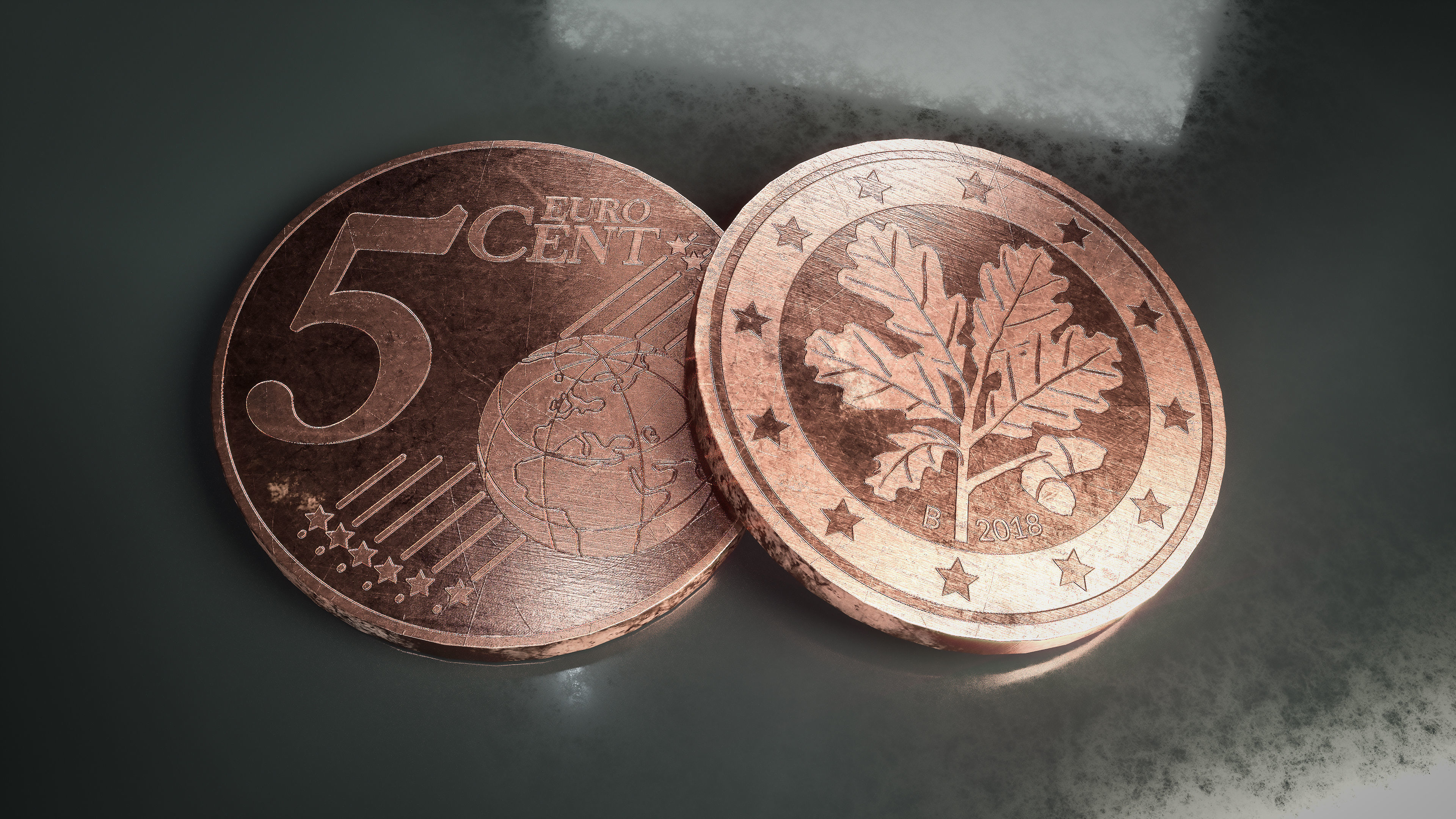 Realistic 5 Cent - Euro - Low poly 3D model Low-poly 3D model_1