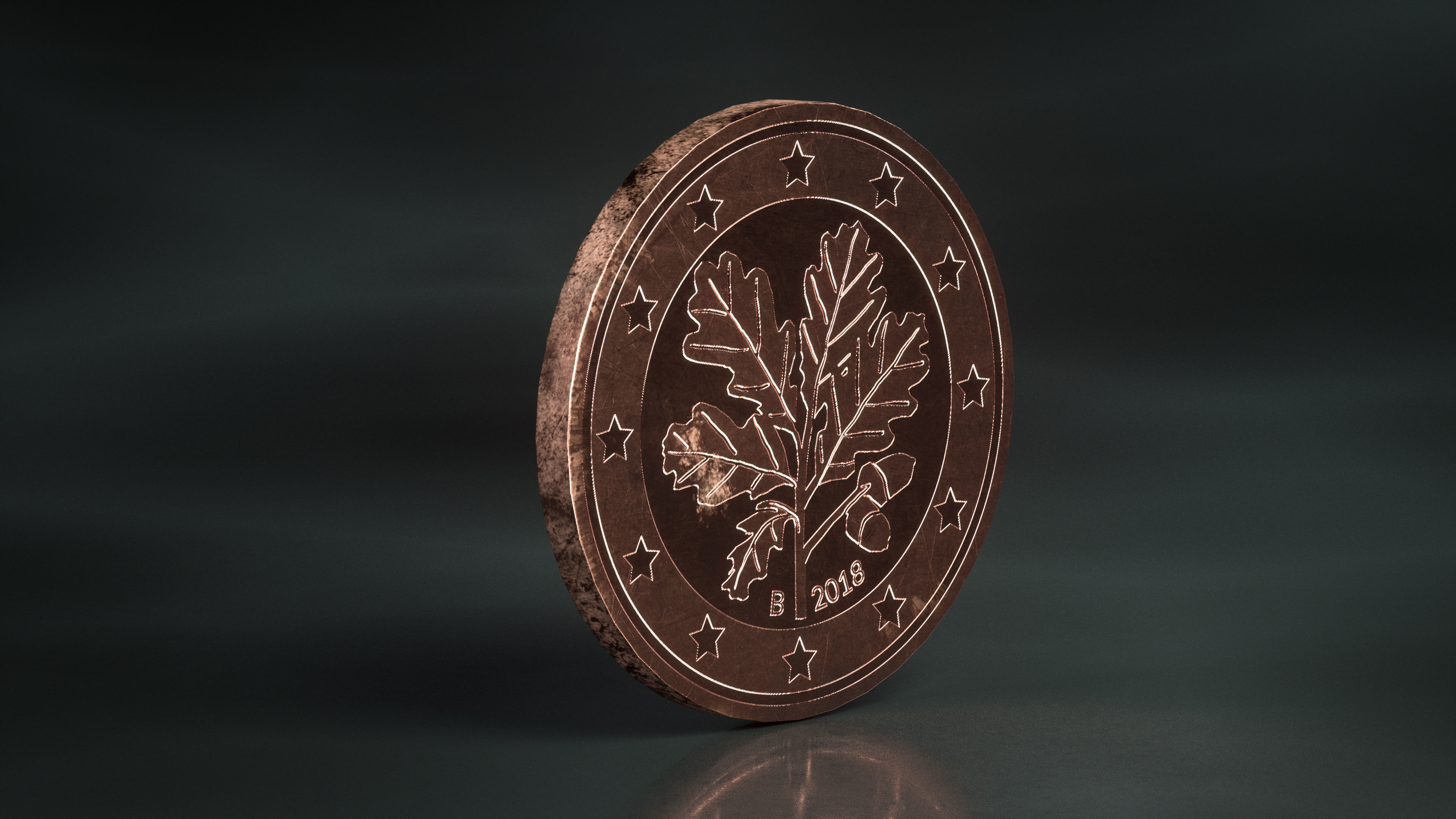 Realistic 5 Cent - Euro - Low poly 3D model Low-poly 3D model_5