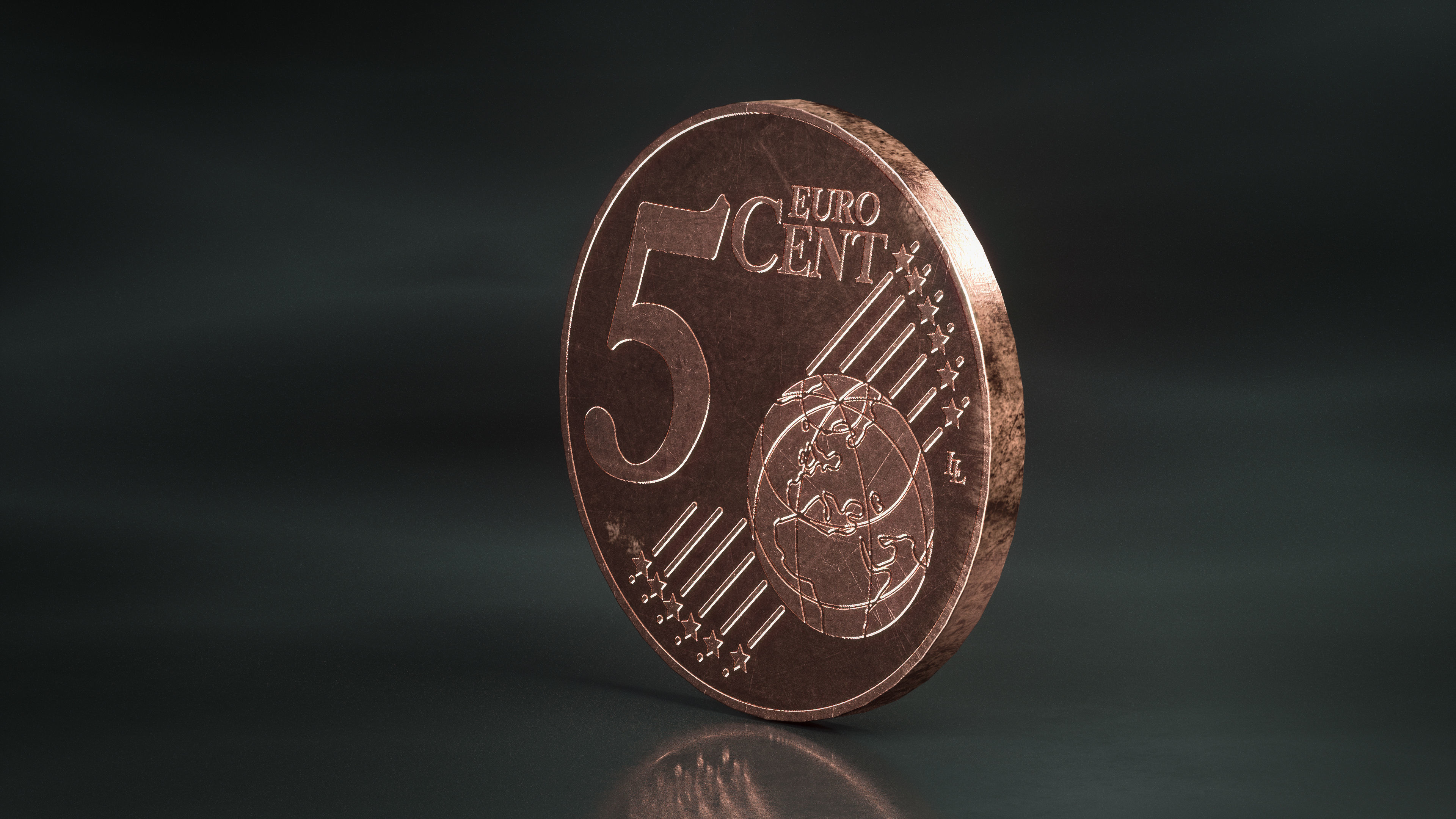Realistic 5 Cent - Euro - Low poly 3D model Low-poly 3D model_3