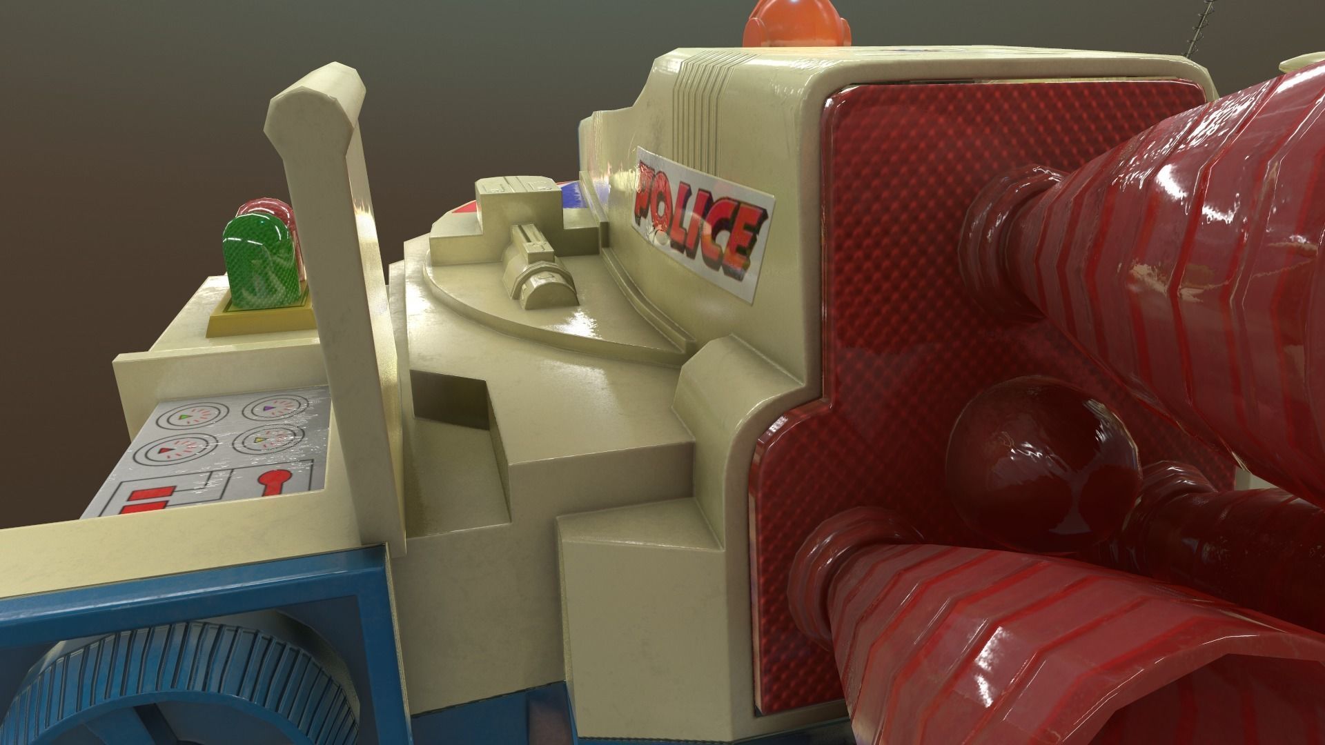 Vintage Spaceship Toy Low-poly 3D model_6