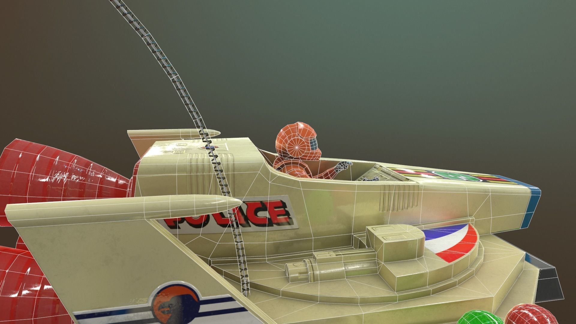 Vintage Spaceship Toy Low-poly 3D model_10