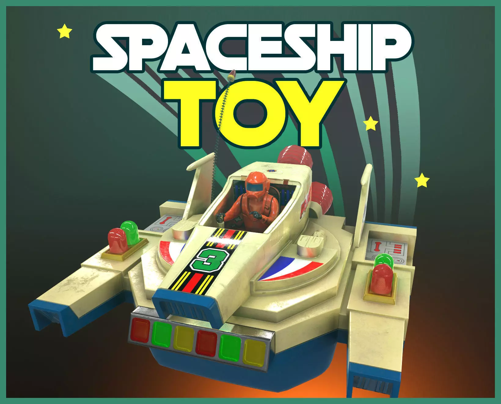 Vintage Spaceship Toy Low-poly 3D model_0