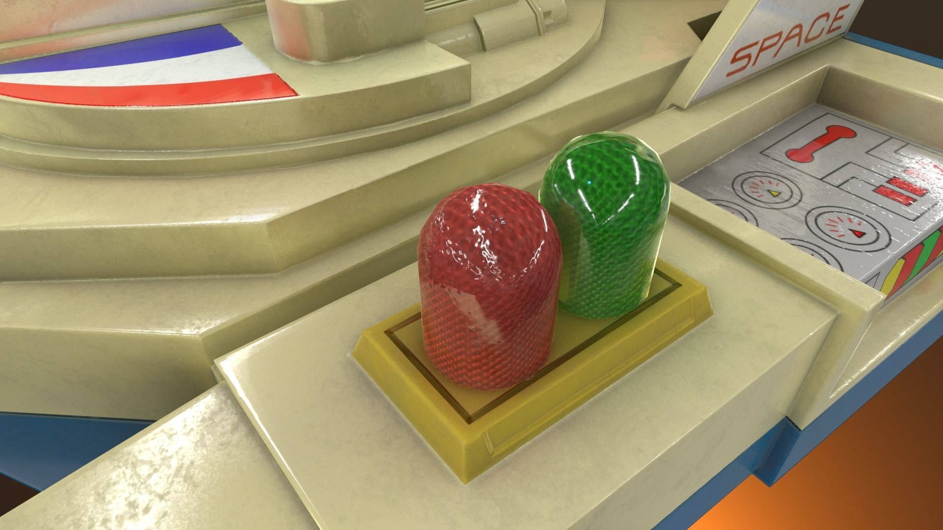 Vintage Spaceship Toy Low-poly 3D model_5