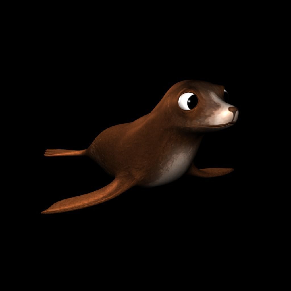 3D Cartoon Sea Lion Low-poly 3D model_1