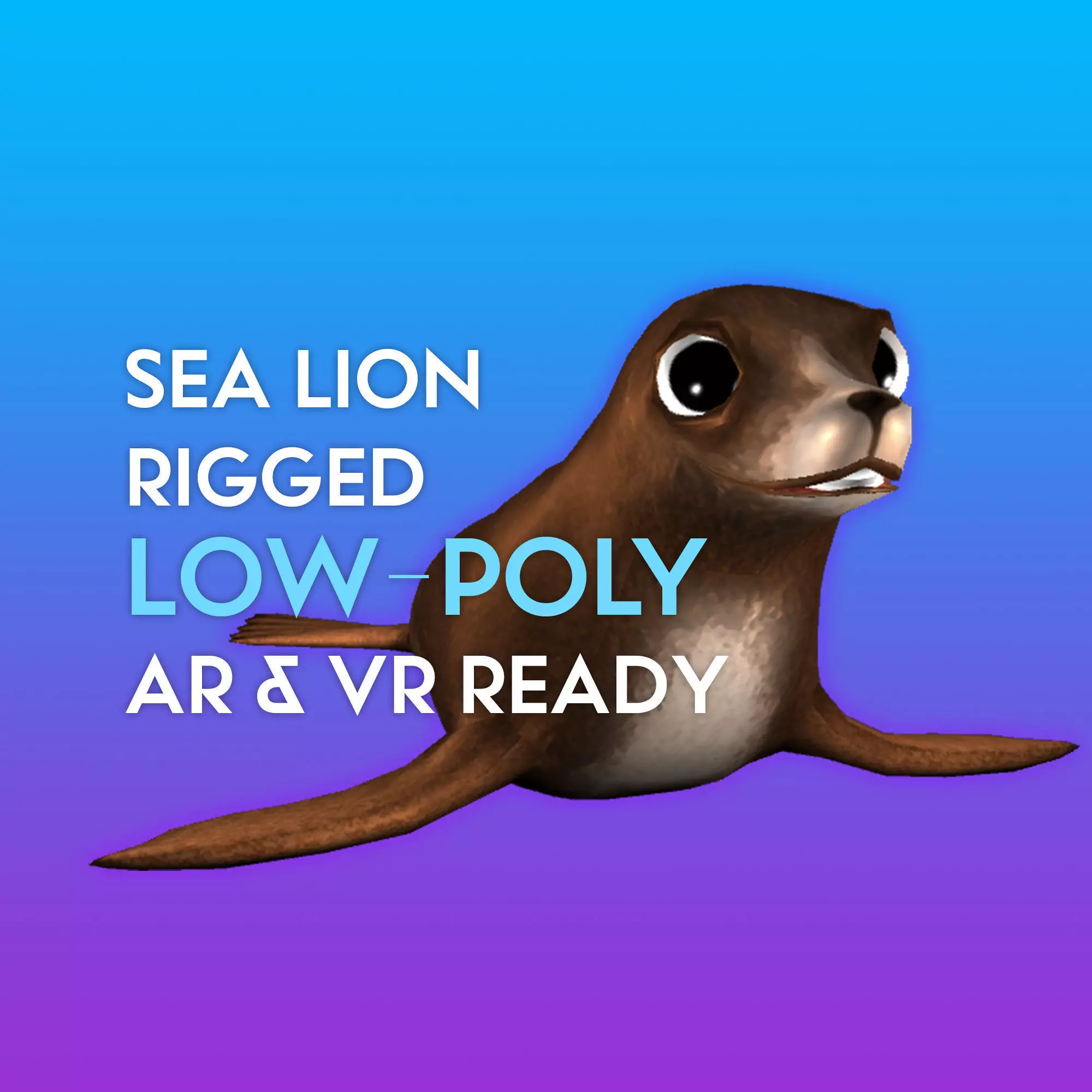 3D Cartoon Sea Lion Low-poly 3D model_0