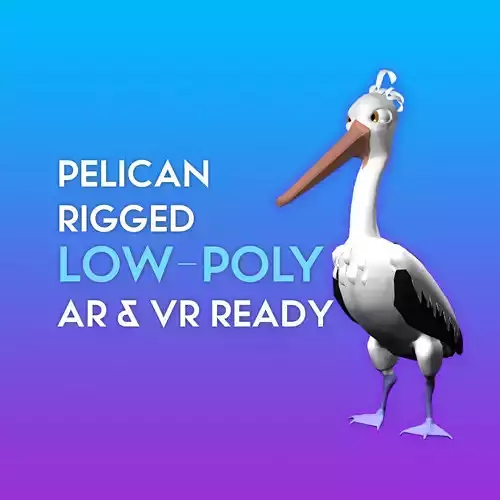 3D Cartoon Pelican Low-poly 3D model