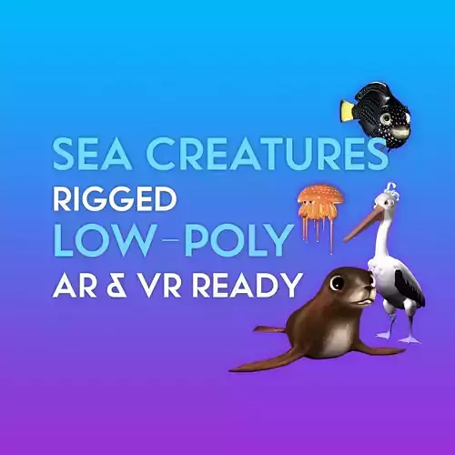 3D Cartoon Sea Creature Pack Low-poly 3D model