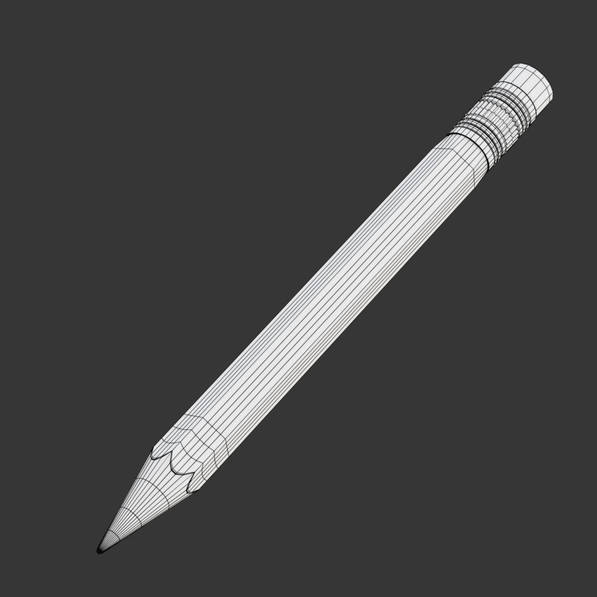 Wooden Pencil with Eraser 3D model_18