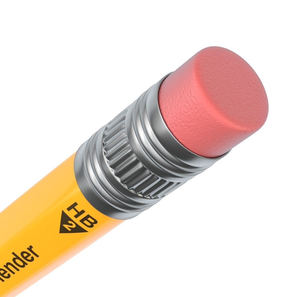 Wooden Pencil with Eraser 3D model_4