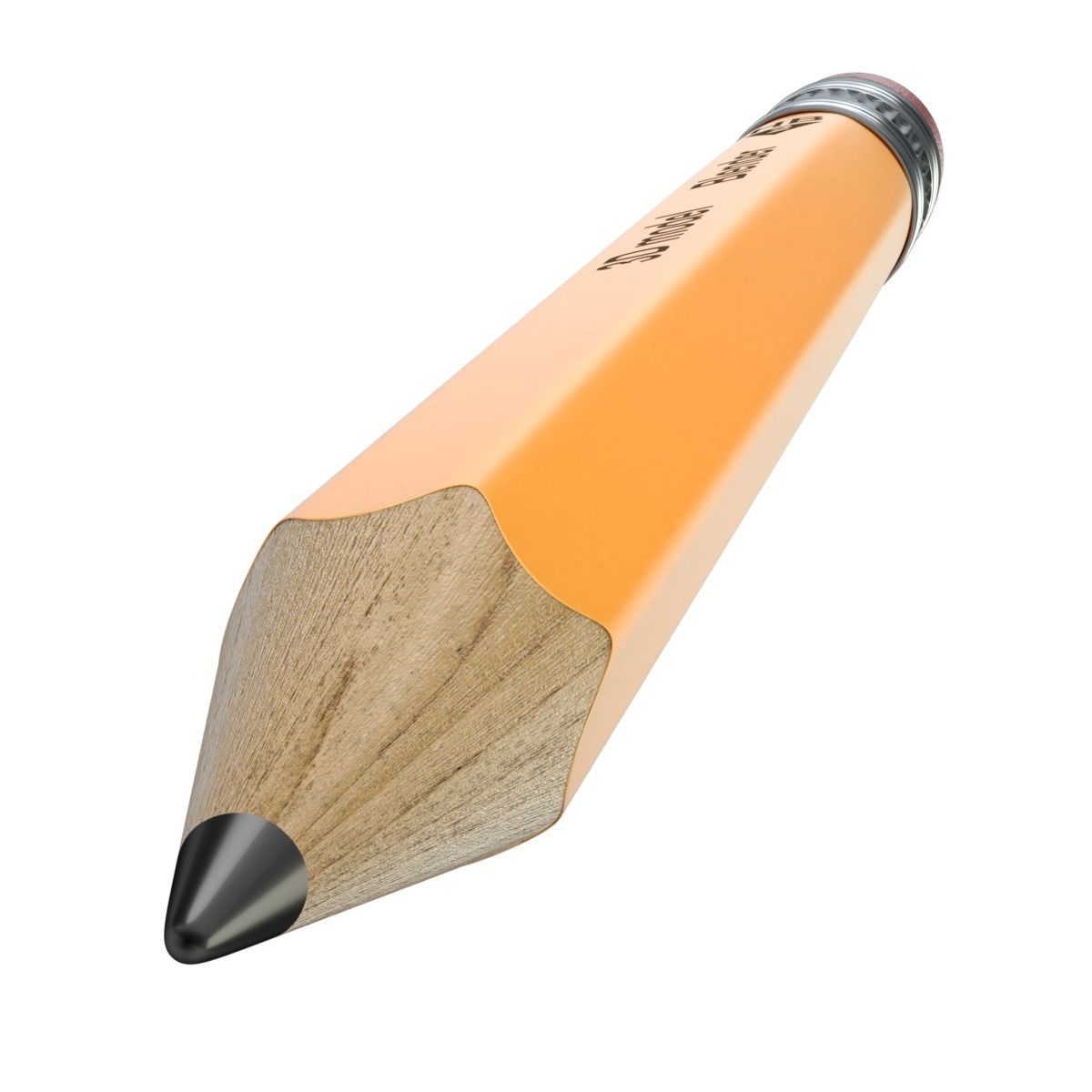 Wooden Pencil with Eraser 3D model_2