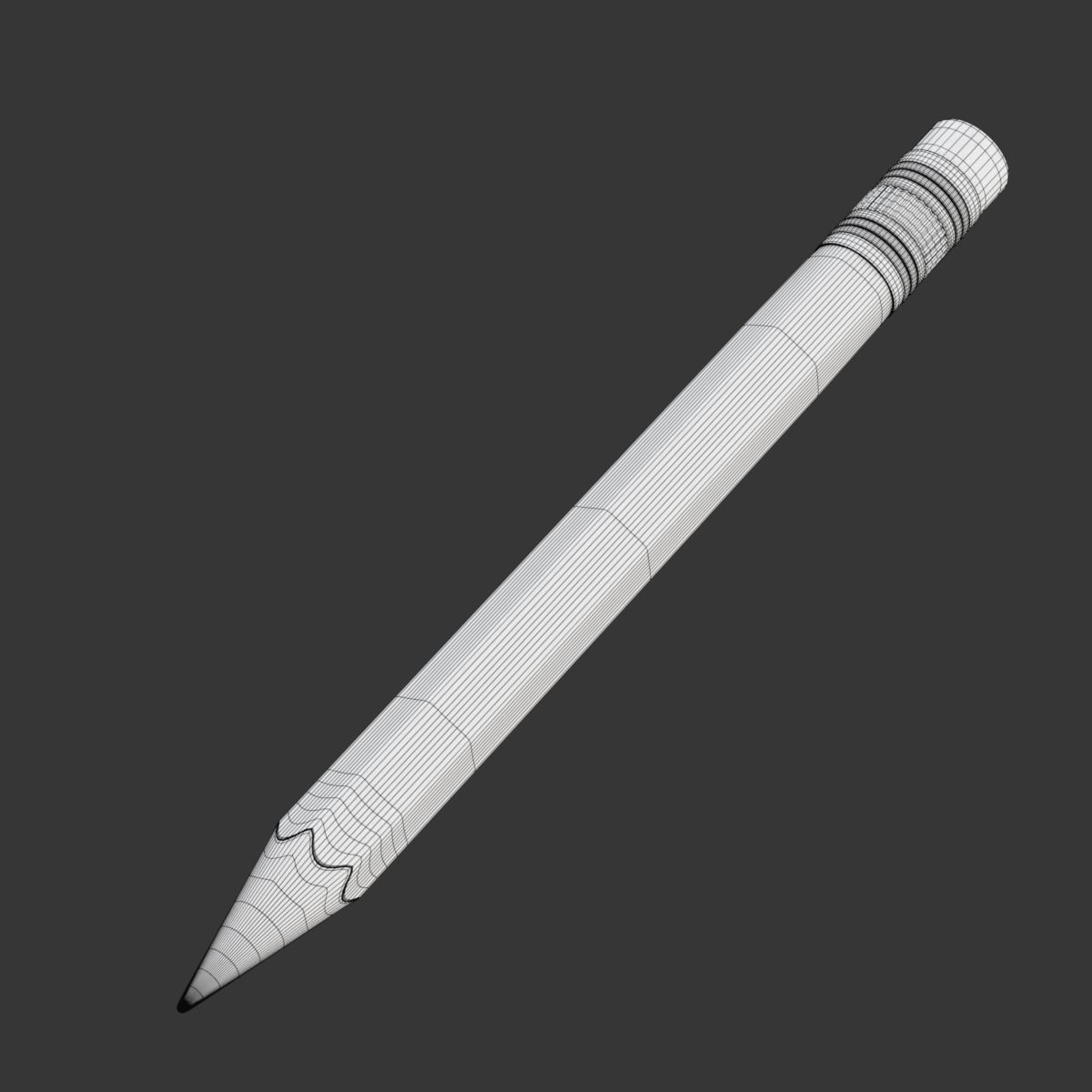 Wooden Pencil with Eraser 3D model_12