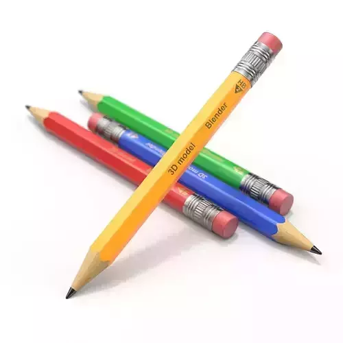 Wooden Pencil with Eraser 3D model