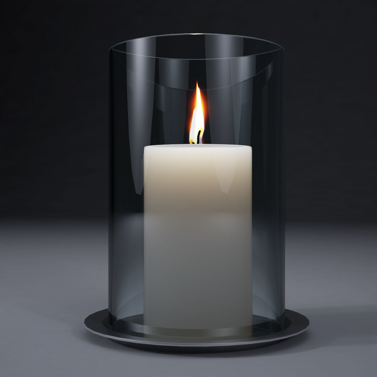 White candle in glass jar 3D model_1
