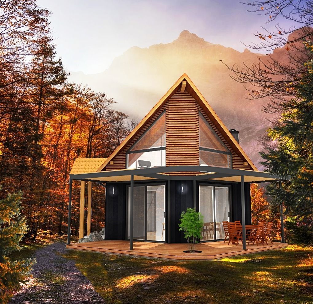 Tiny house exterior interior on 50 m2 with full accommodation Low-poly 3D model_5