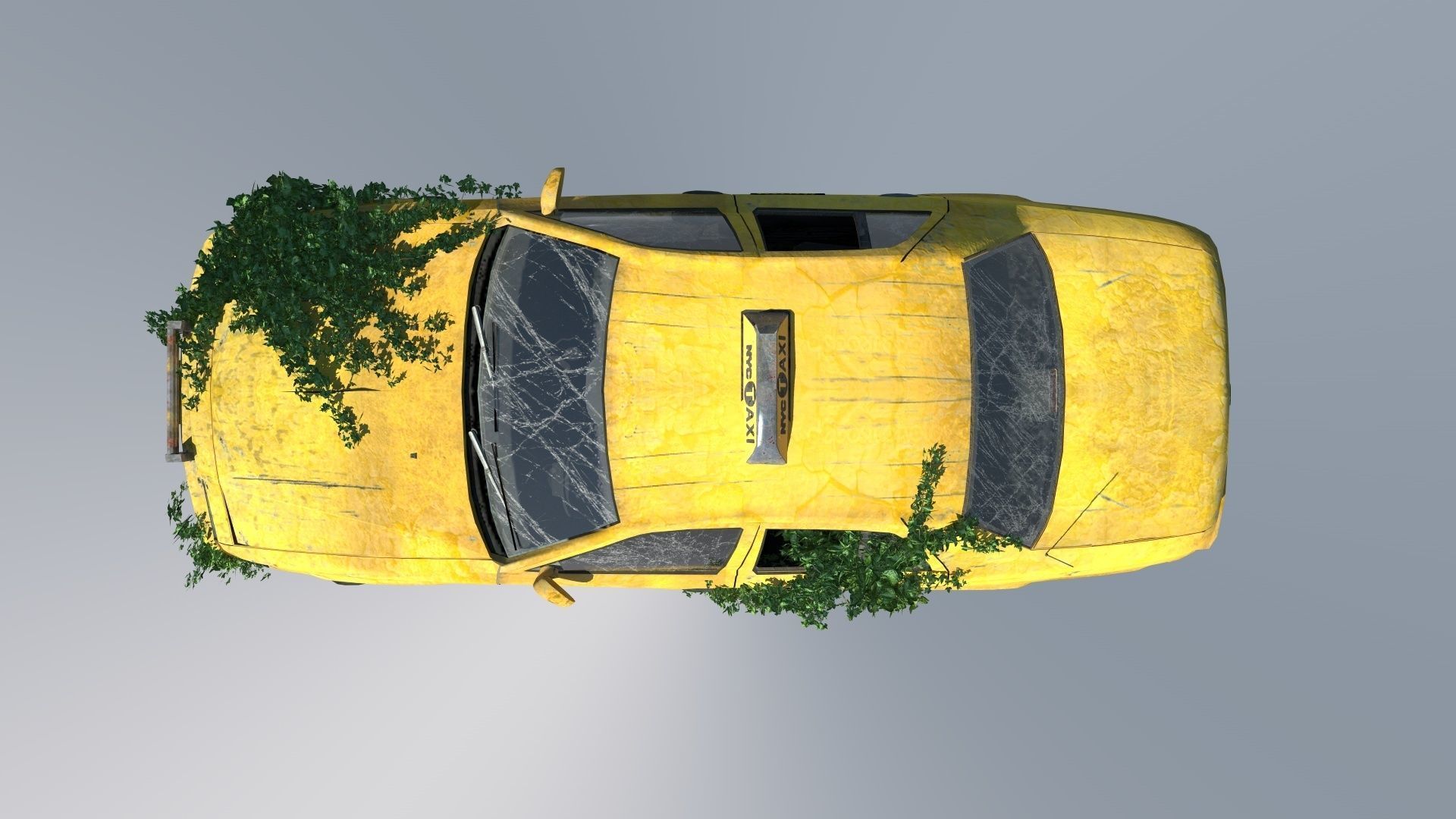 New York Taxi destroyed Low-poly 3D model_1