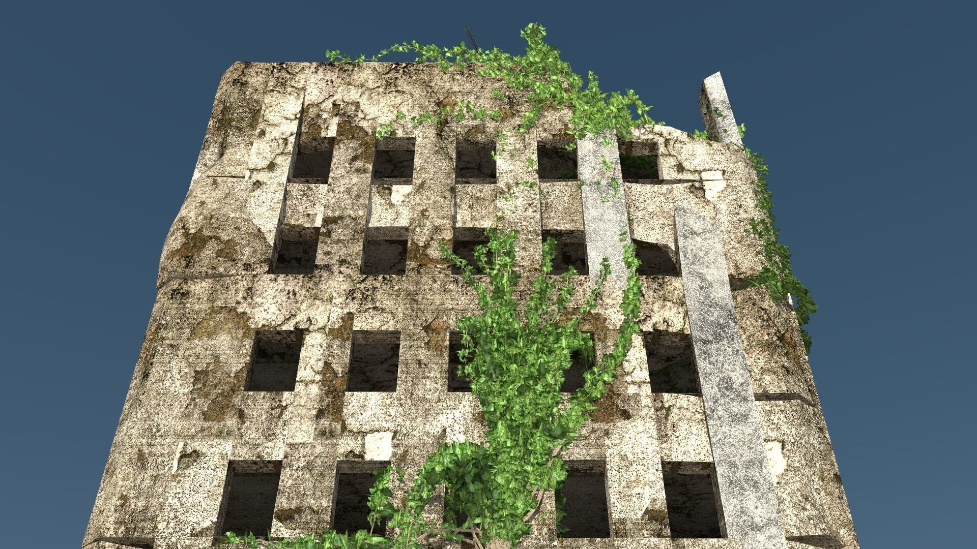 Destroyed Building ruin 3D model_4