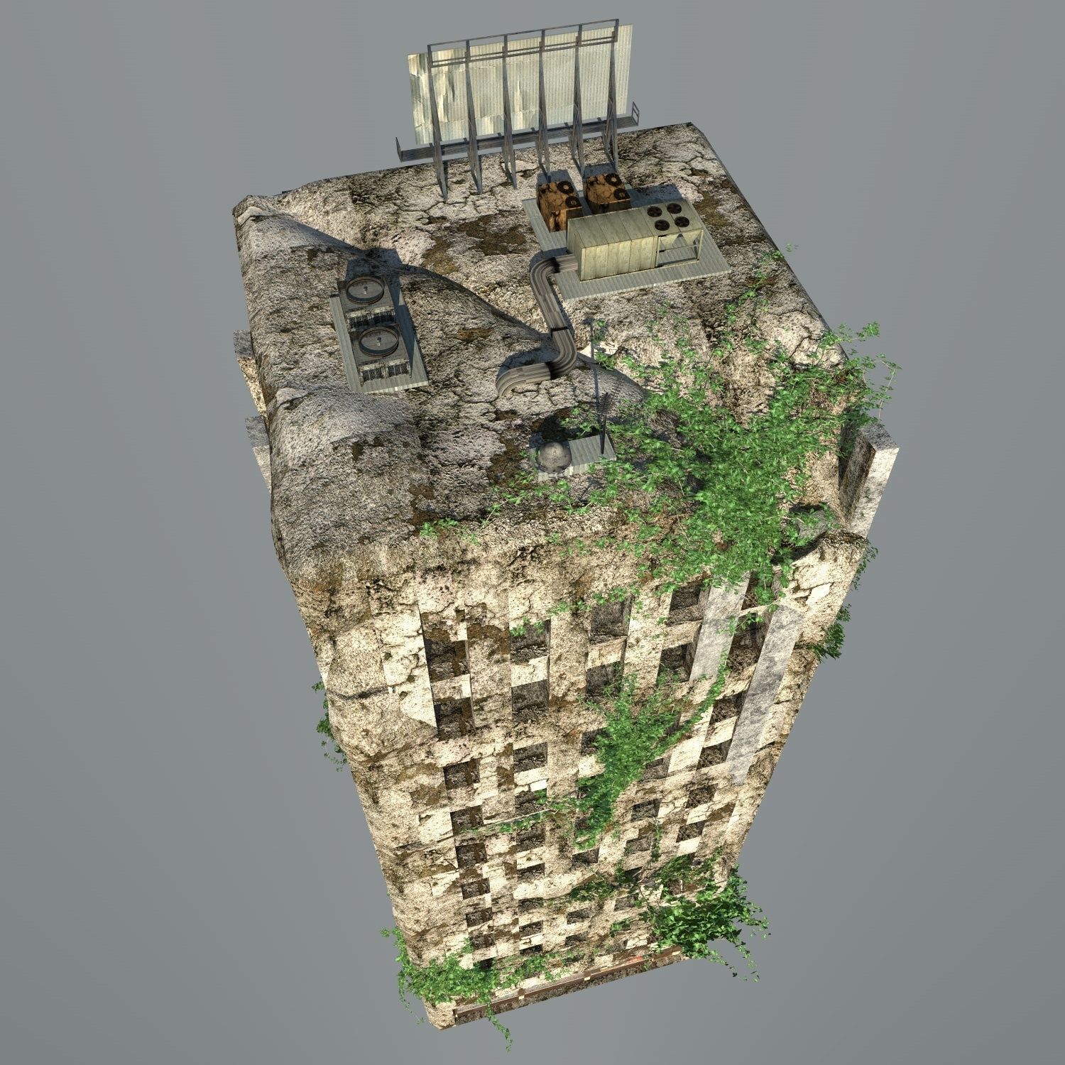 Destroyed Building ruin 3D model_2