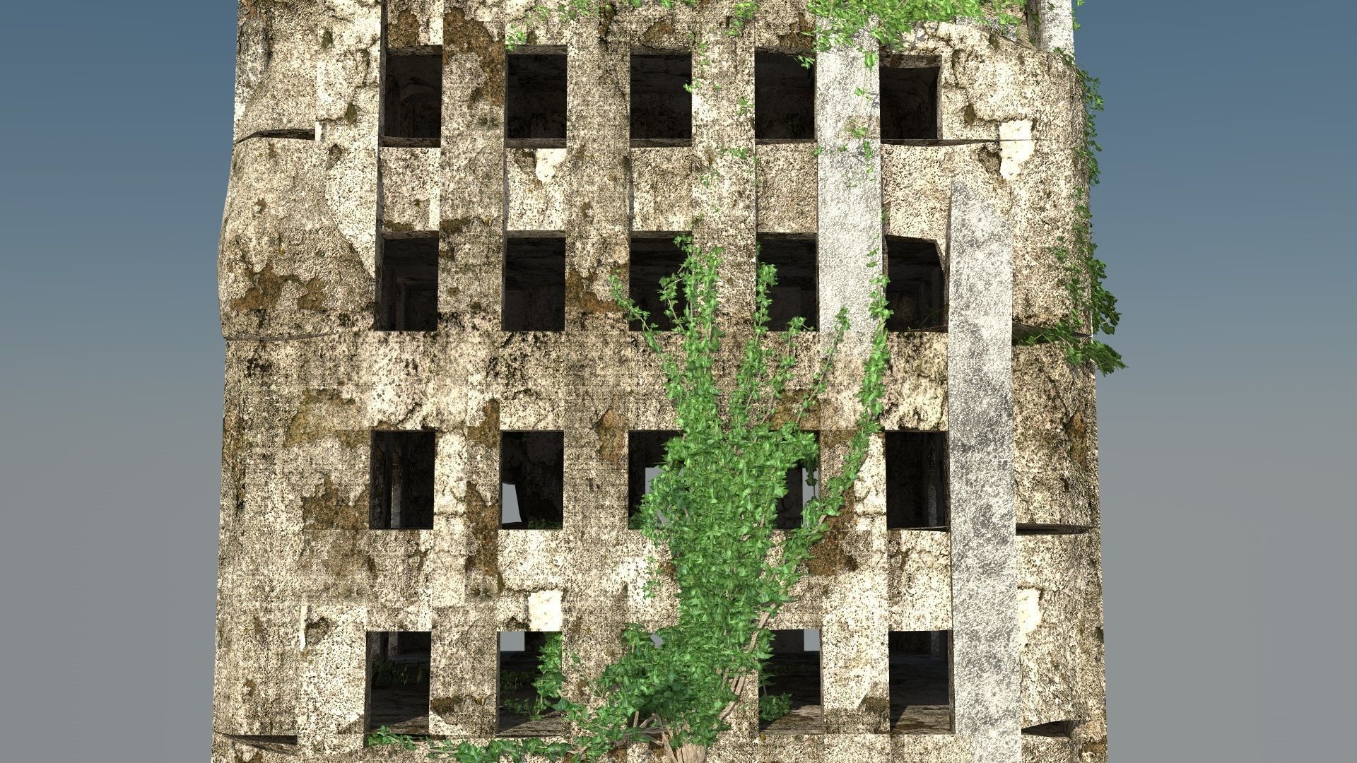 Destroyed Building ruin 3D model_5