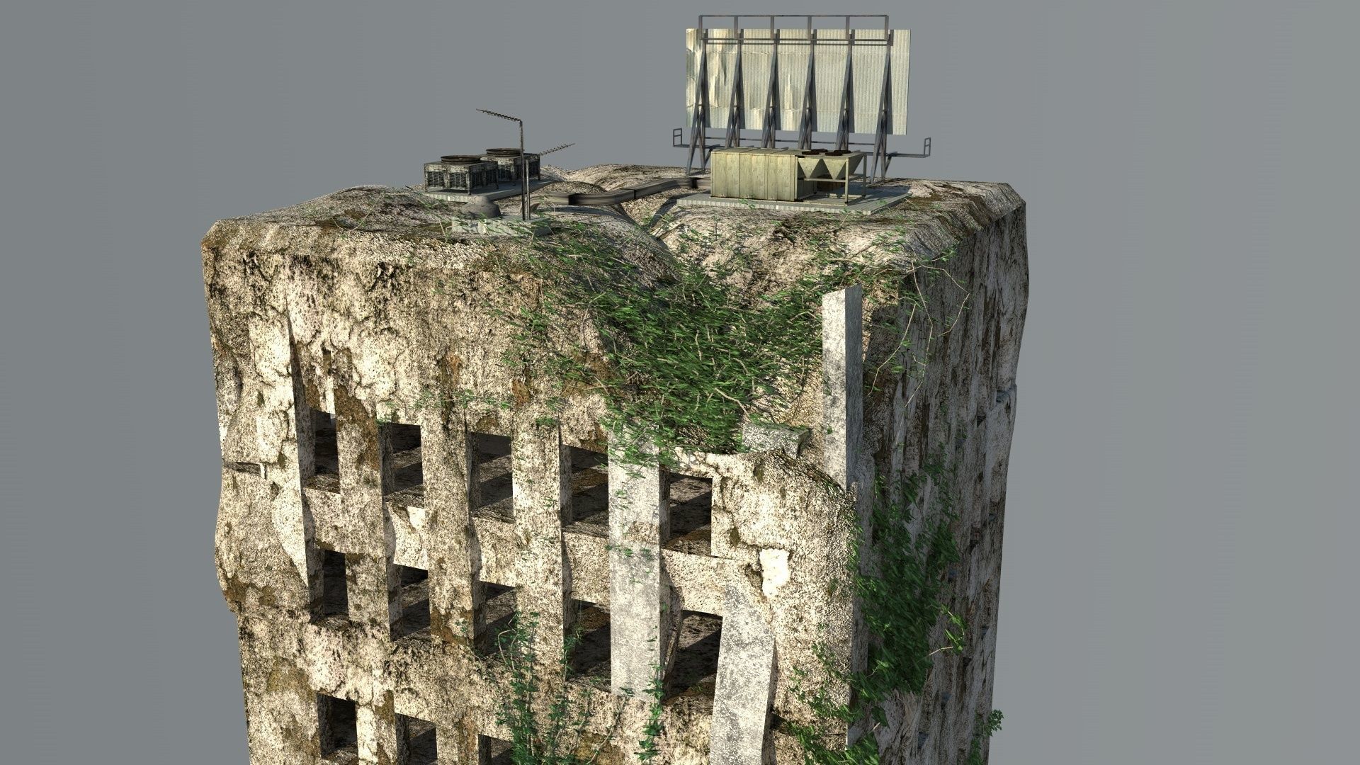 Destroyed Building ruin 3D model_3
