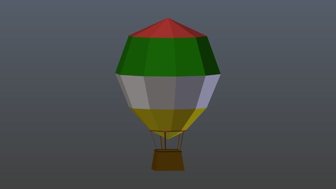 Low poly air balloon Low-poly 3D model