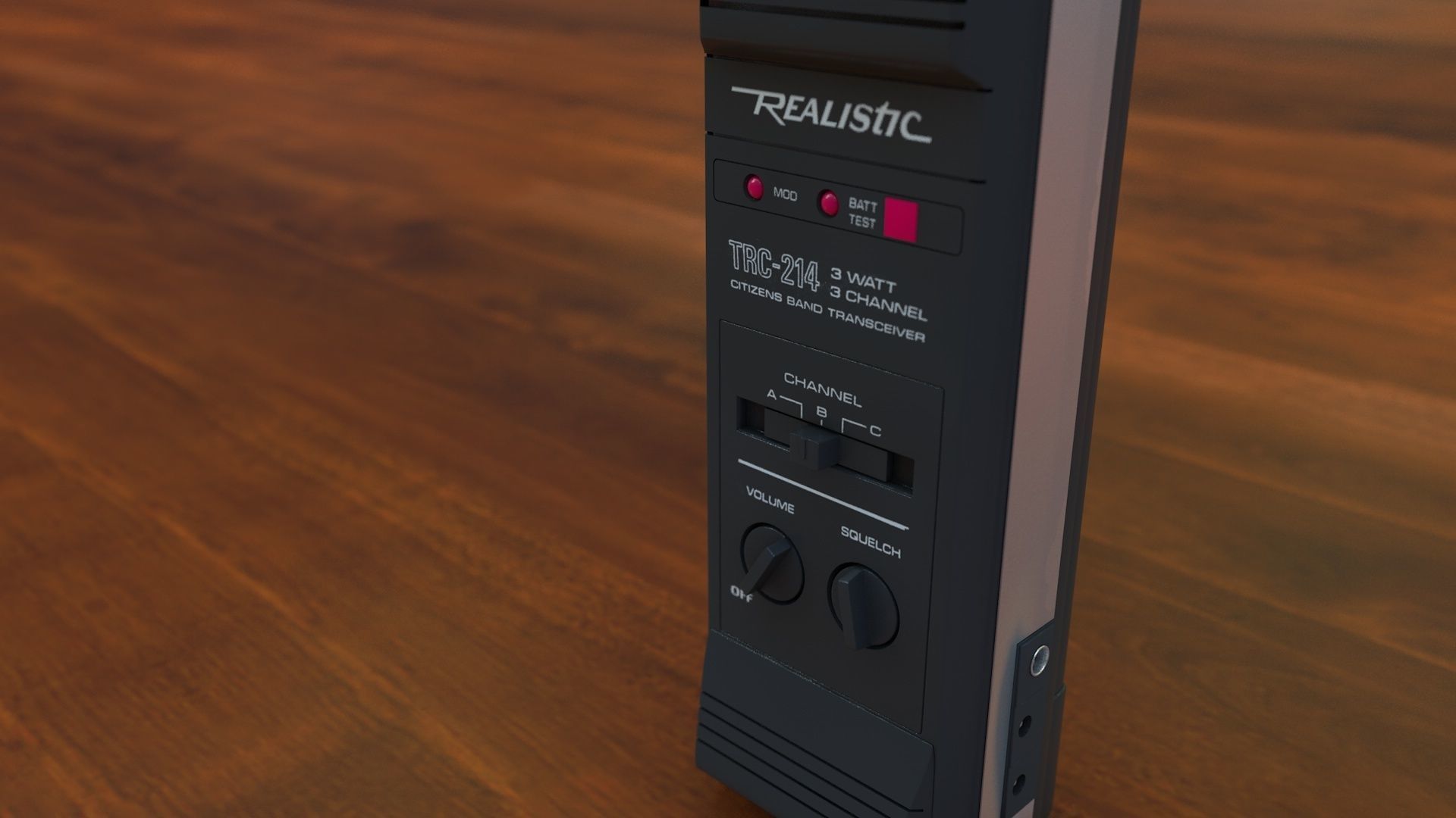 Vintage 80s Walkie-Talkie Realistic TRC-214 3D model_5