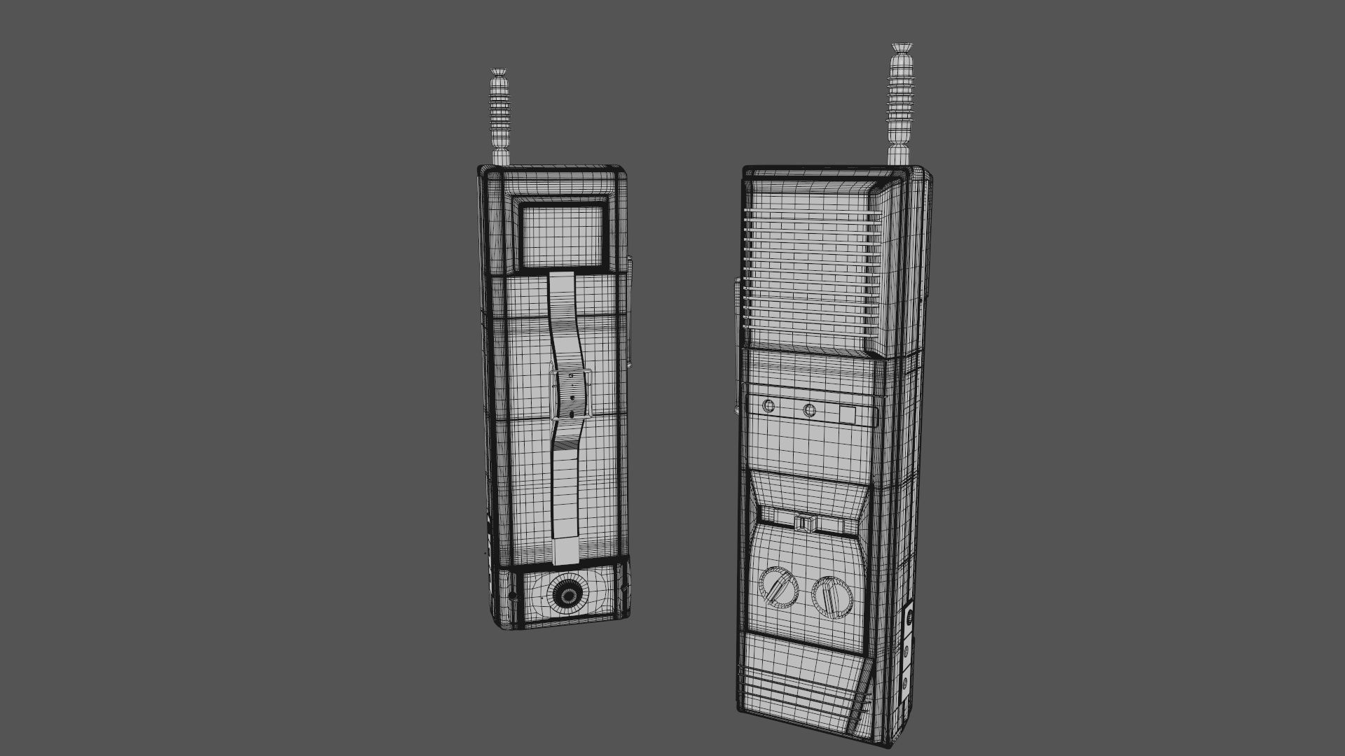 Vintage 80s Walkie-Talkie Realistic TRC-214 3D model_6