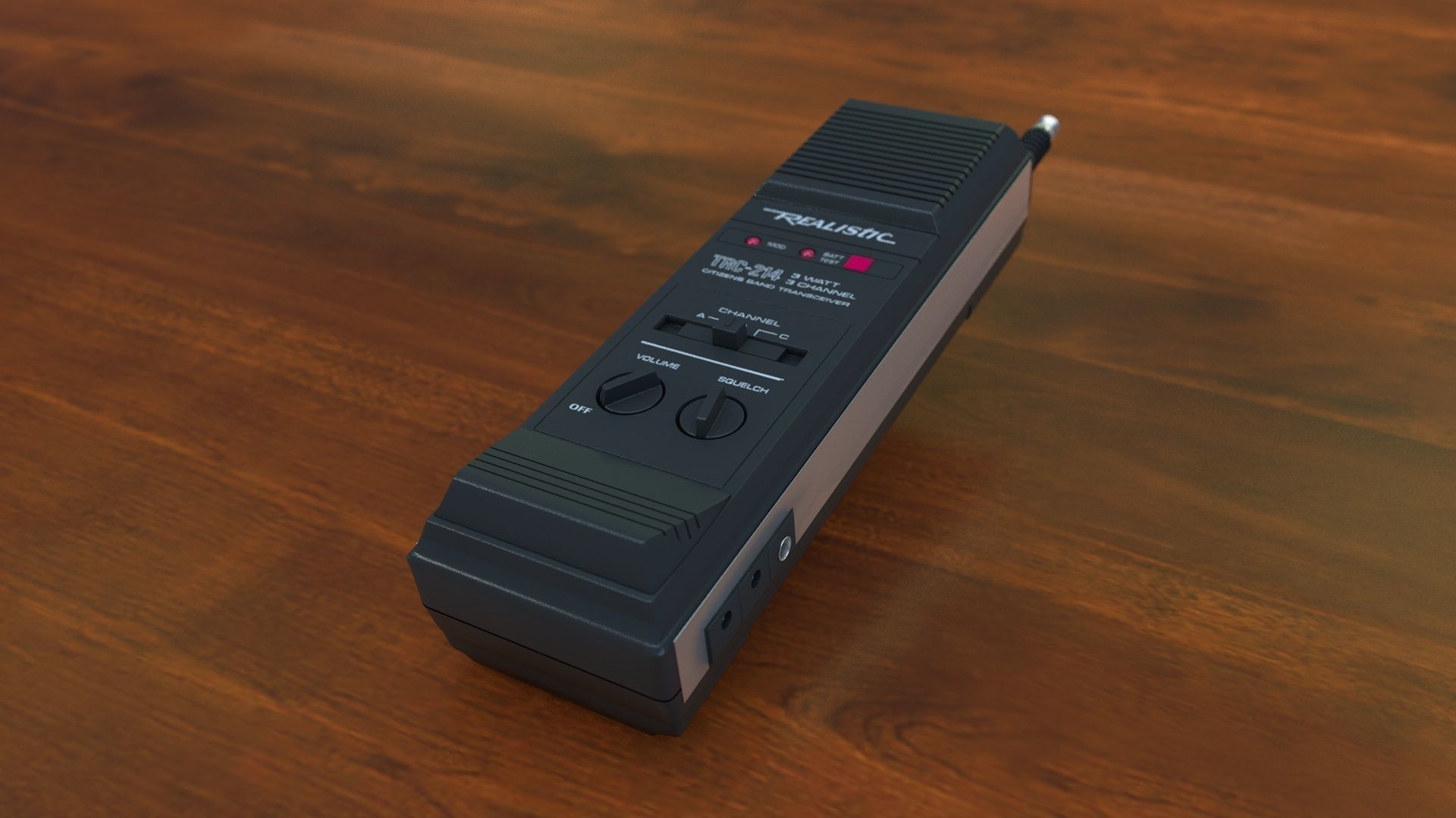 Vintage 80s Walkie-Talkie Realistic TRC-214 3D model_1