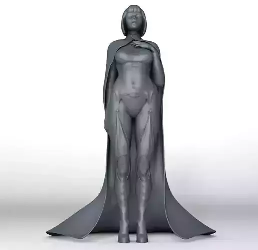 Supergirl woman wearing cape and cloak 3D model