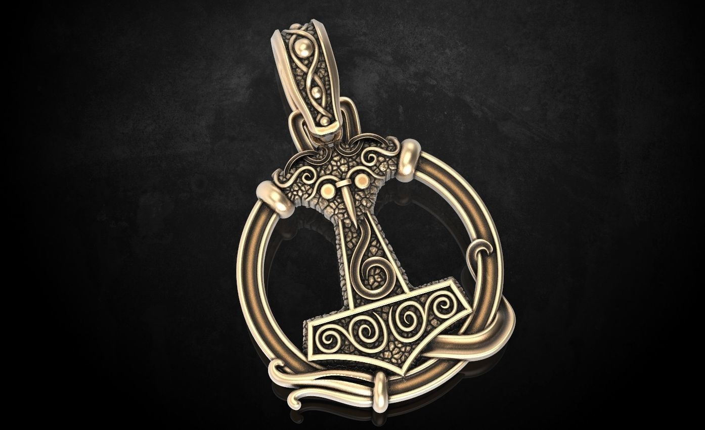 Pendant hammer with patterns there is a variant with ravens 292 3D print model_4