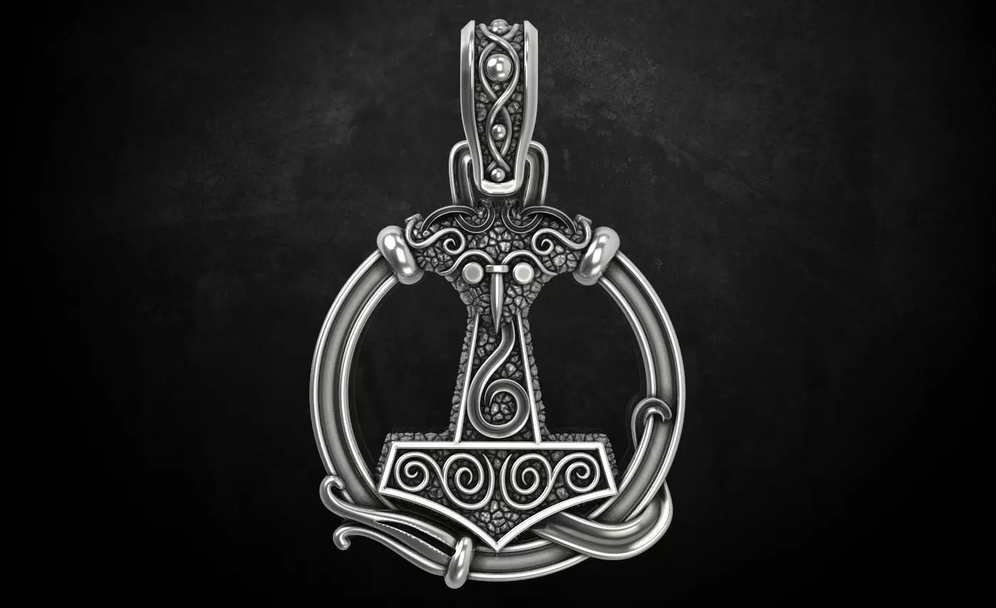 Pendant hammer with patterns there is a variant with ravens 292 3D print model_0