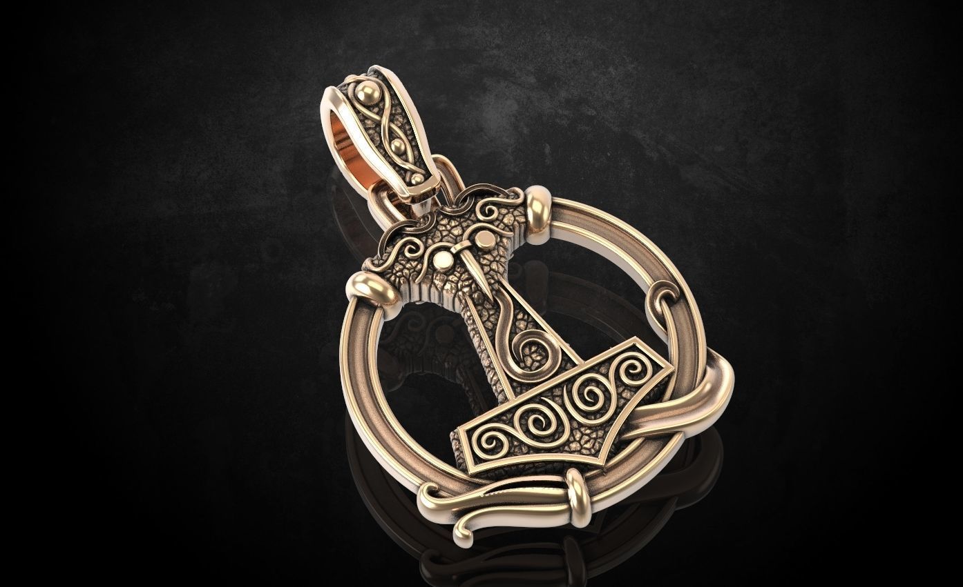 Pendant hammer with patterns there is a variant with ravens 292 3D print model_6