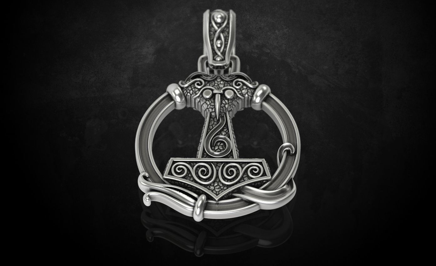 Pendant hammer with patterns there is a variant with ravens 292 3D print model_7