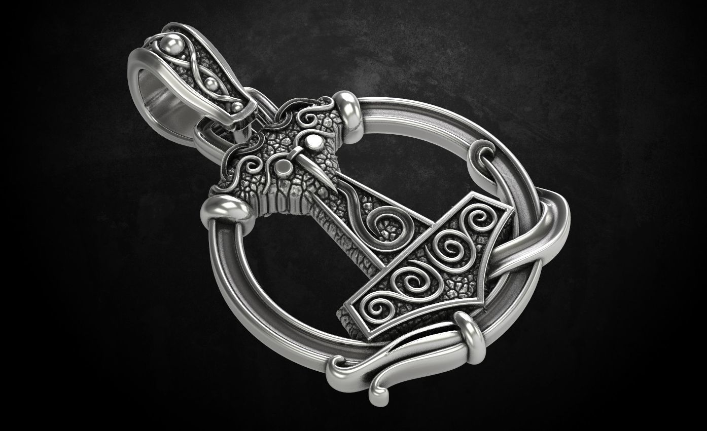 Pendant hammer with patterns there is a variant with ravens 292 3D print model_3