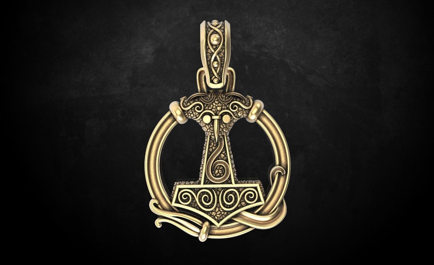 Pendant hammer with patterns there is a variant with ravens 292 3D print model_2