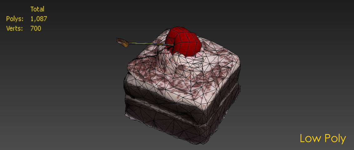 Chocolate Cake and Cherry -  Low-poly 3D model_4
