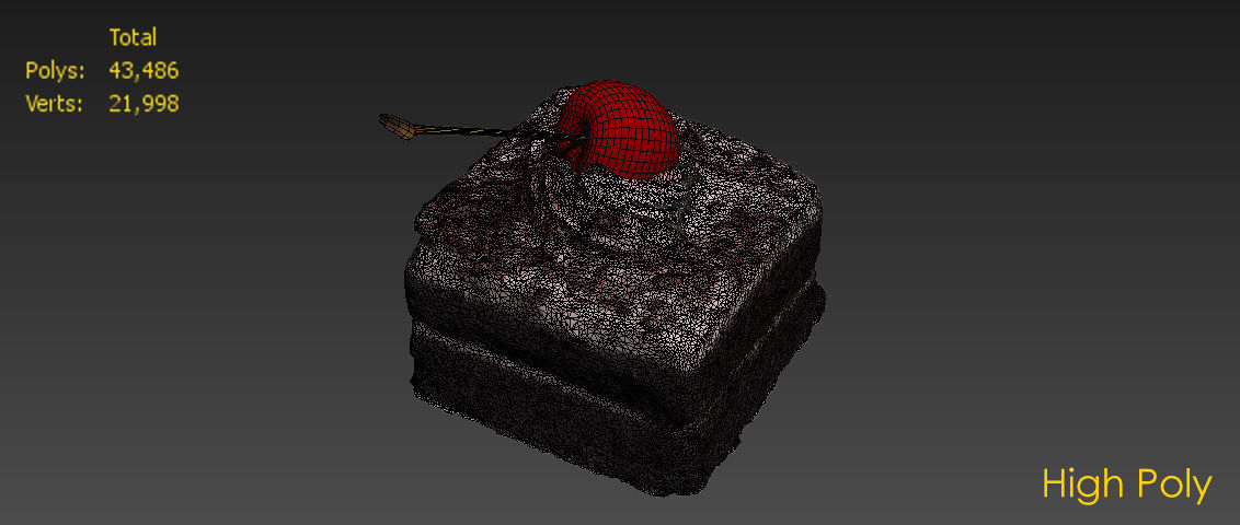 Chocolate Cake and Cherry -  Low-poly 3D model_5