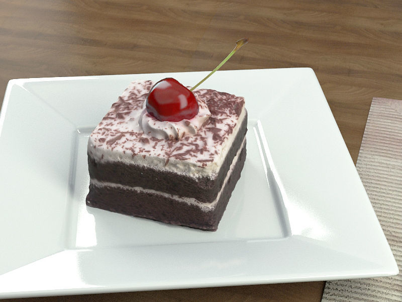 Chocolate Cake and Cherry -  Low-poly 3D model_3
