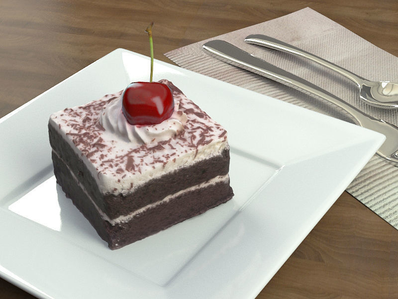 Chocolate Cake and Cherry -  Low-poly 3D model_2