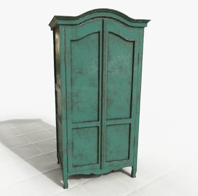 Cupboard teal painted armoire Low-poly 3D model_1