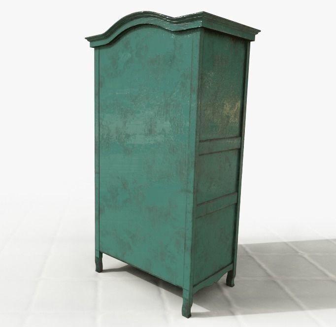 Cupboard teal painted armoire Low-poly 3D model_3