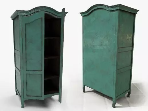Cupboard teal painted armoire Low-poly 3D model_0