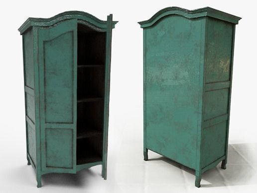 Cupboard teal painted armoire Low-poly 3D model