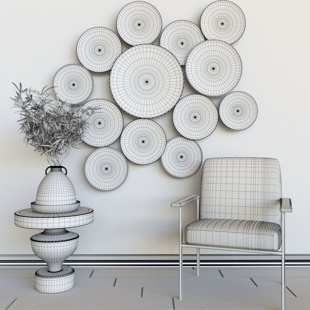 Set-135 african basket wall art 3D model_1