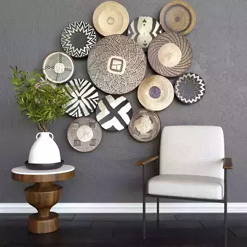 Set-135 african basket wall art