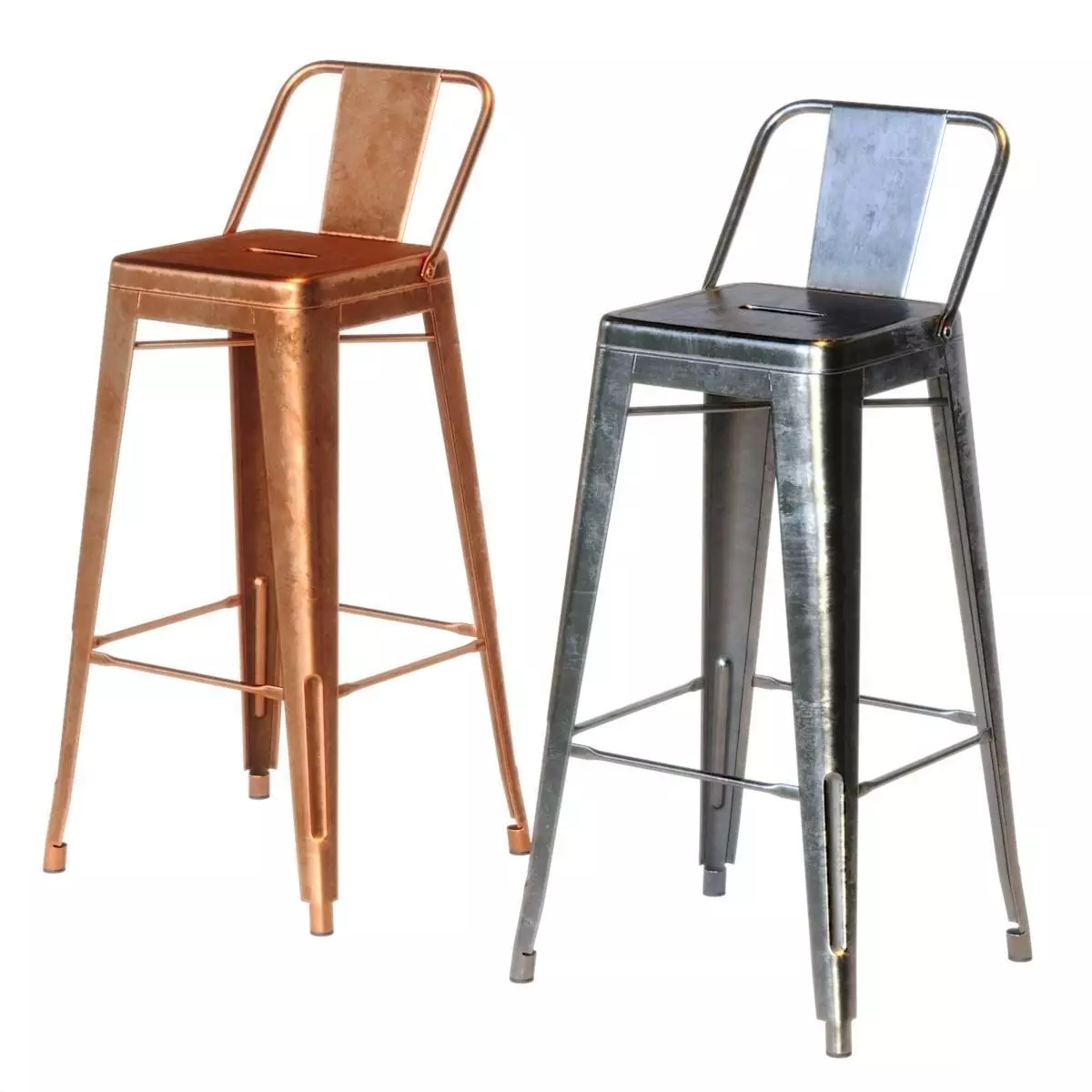 Xavier Pauchard Tolix Style Metal Bar Stool 3D model_0