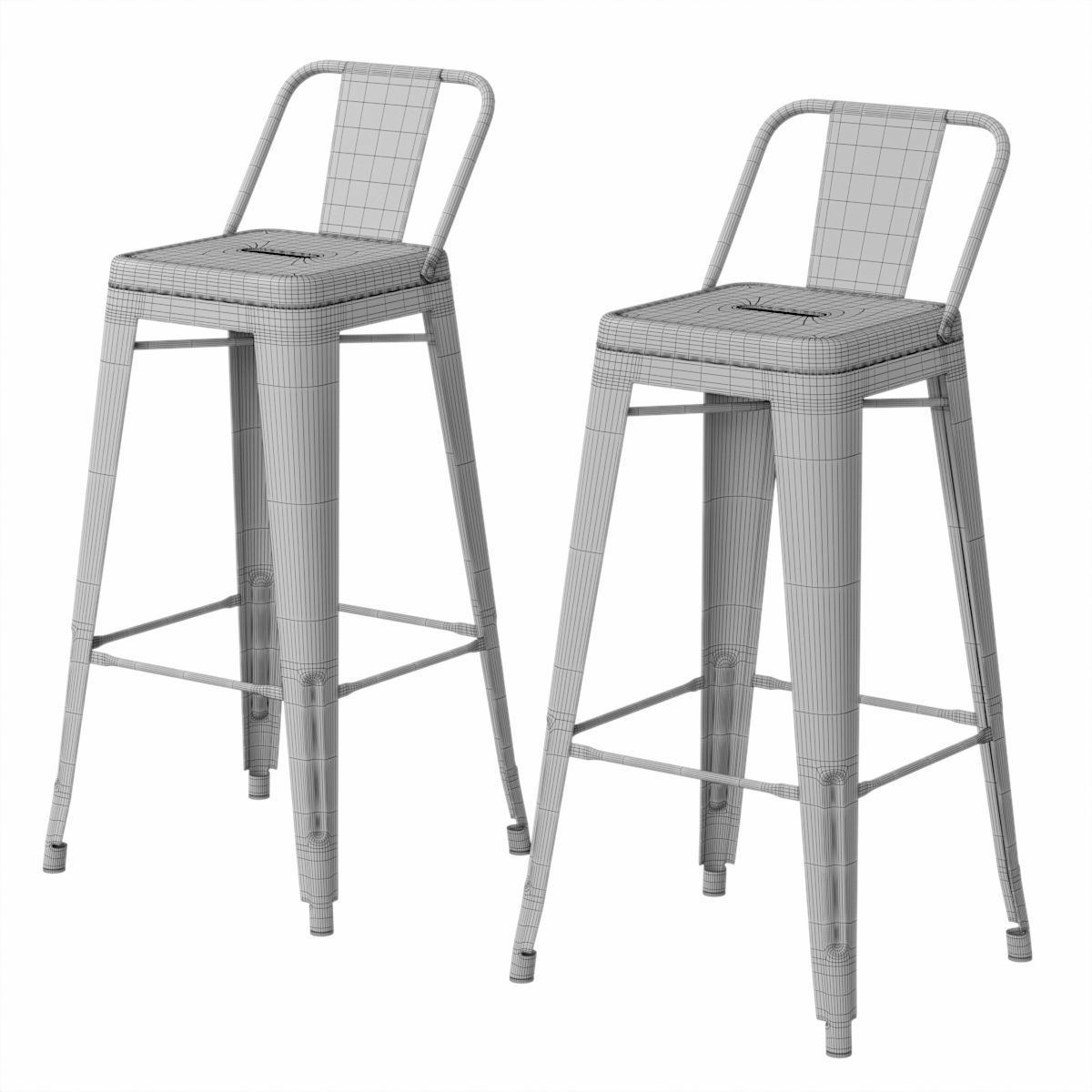 Xavier Pauchard Tolix Style Metal Bar Stool 3D model_6
